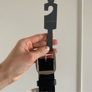All Saints Black Leather Stud Belt